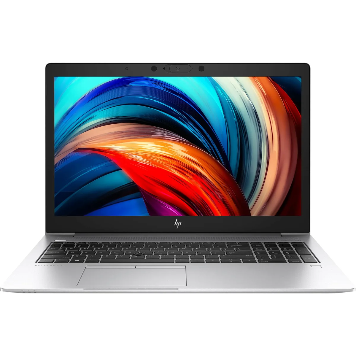 Silver HP EliteBook 850 G6 clamshell laptop, 15.6 inch matte display, slim silver aluminium chassis, webcam above screen