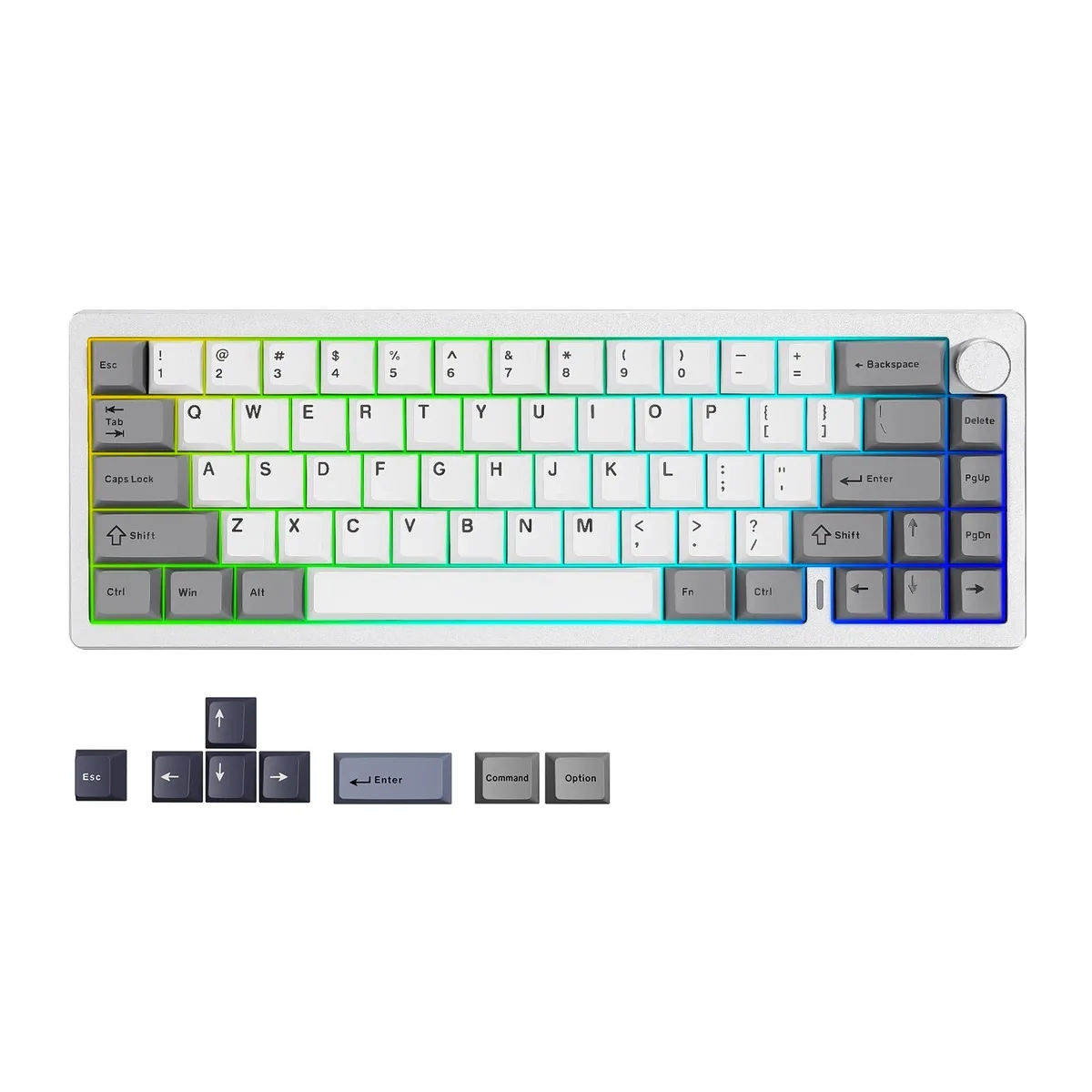 YUNZII YUNZII AL68 65% Aluminum Wireless Mechanical Gaming Keyboard Silver Cocoa V2 Switch — product photo
