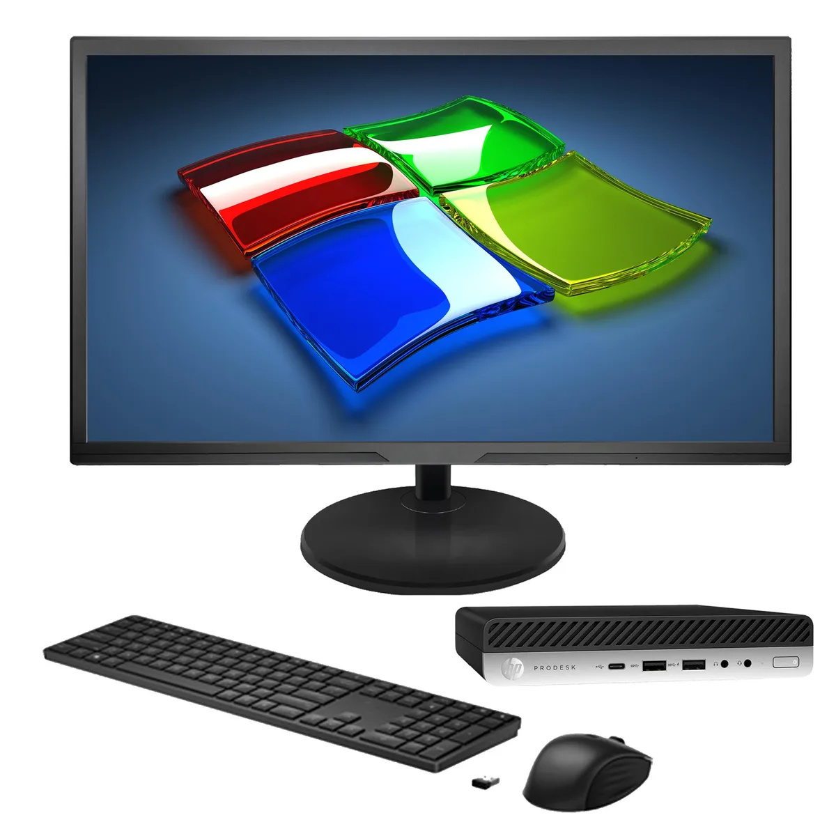 HP HP ProDesk 600 G4 Mini PC + 22" monitor i5-8500T 8GB 512GB SSD Win 11 Pro — photo du produit