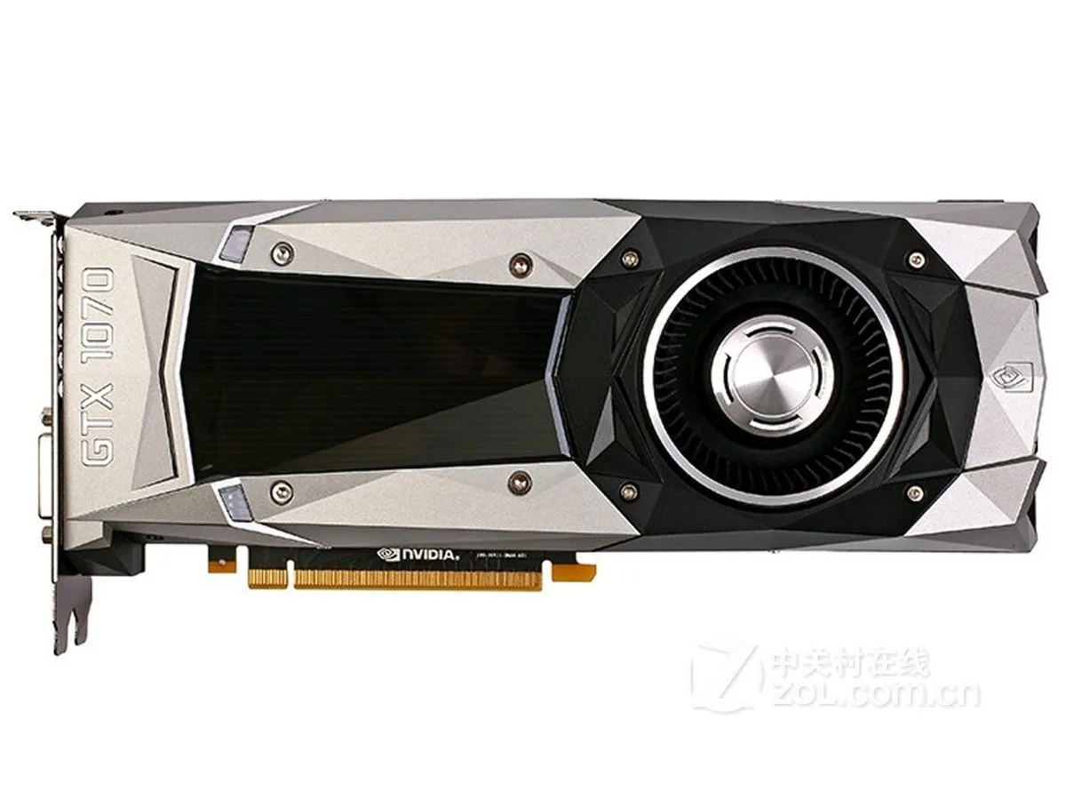 Silver dual-slot graphics card with blower cooler and black accents