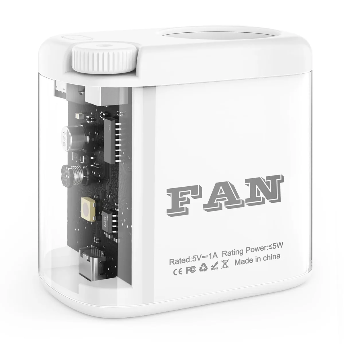  Westinghouse DQ287WH fan accessory, 0-100% speed, 12h battery, 360° clip, 20 ft/s airflow, 0.3 lbs, white — 商品写真