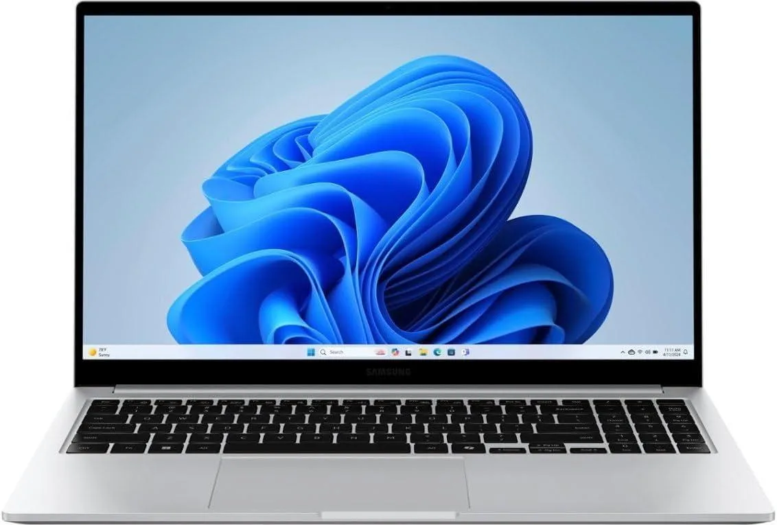 Silver 15.6 inch laptop, thin bezel display, backlit keyboard