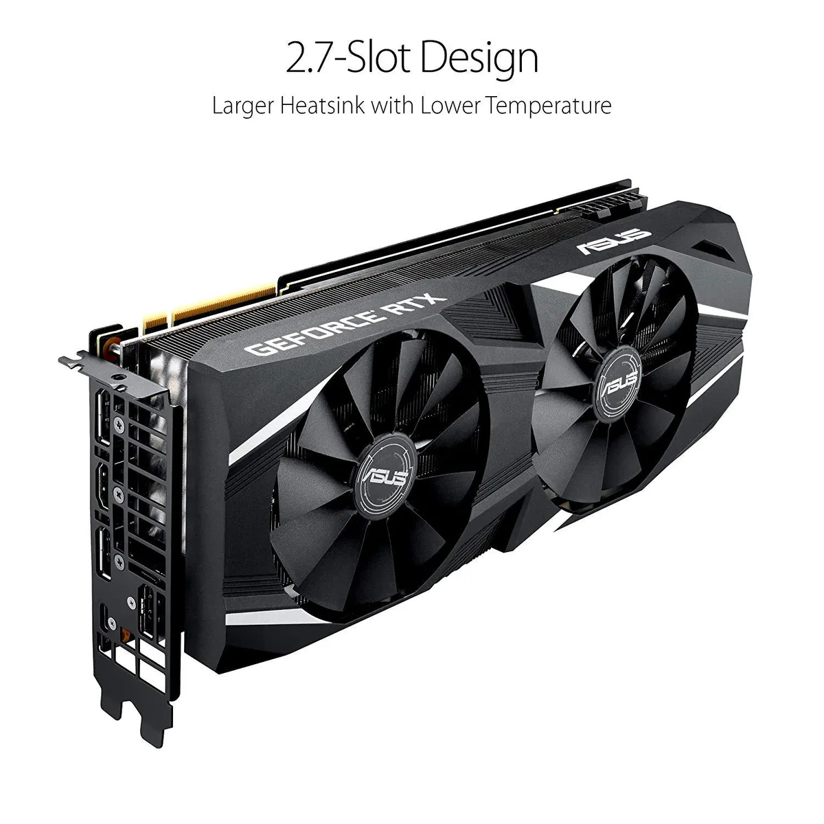 ASUS Dual GeForce RTX 2080 Ti graphics card with two fans and silver shroud