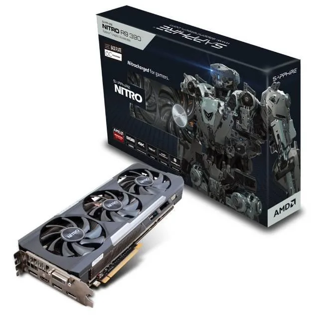 Sapphire Nitro R9 390 triple-fan card with metal backplate