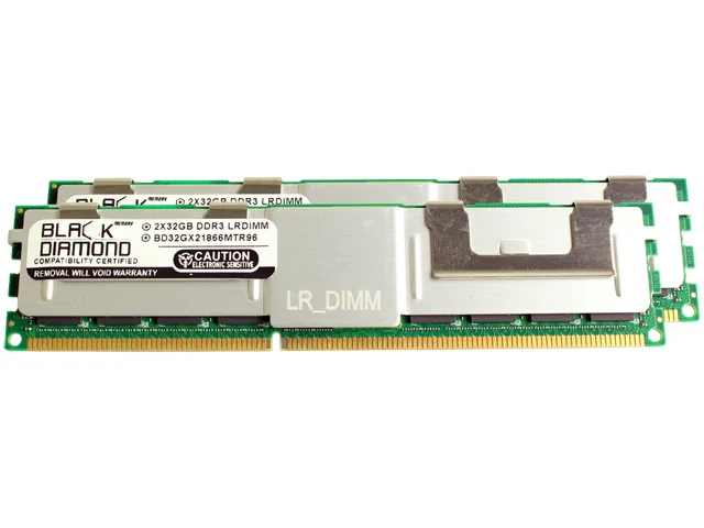 Black Diamond Memory Black Diamond Memory BD32GX21866MTR96 64GB (2 x 32GB) DDR3 1866 ECC Load Reduced server RAM — foto del prodotto