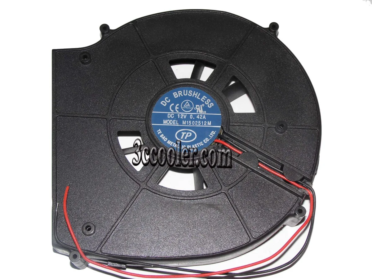 Black square blower fan 150 by 25 mm with two wires