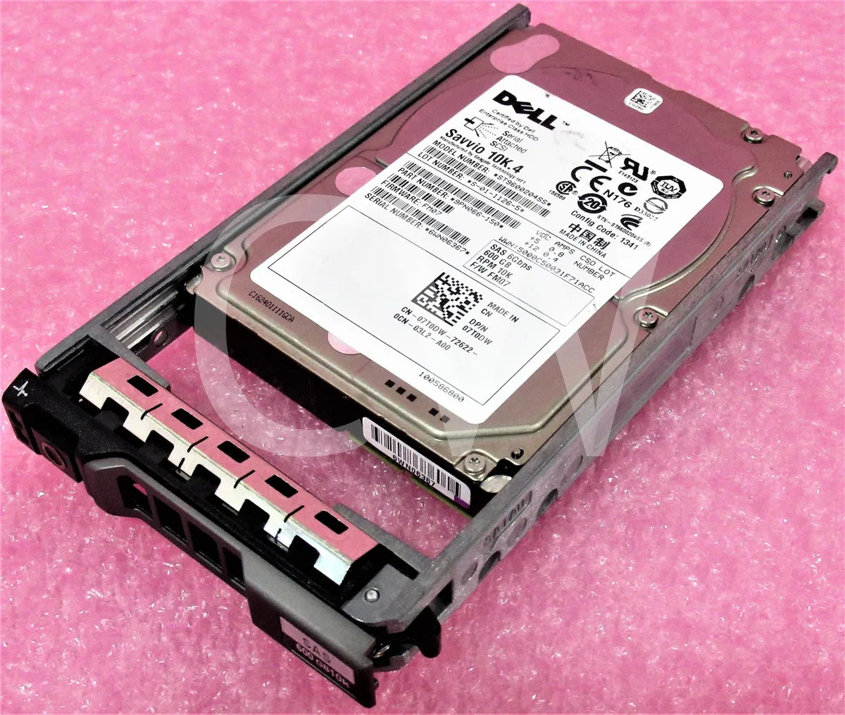 Silver 2.5 inch SAS hard drive in black Dell caddy