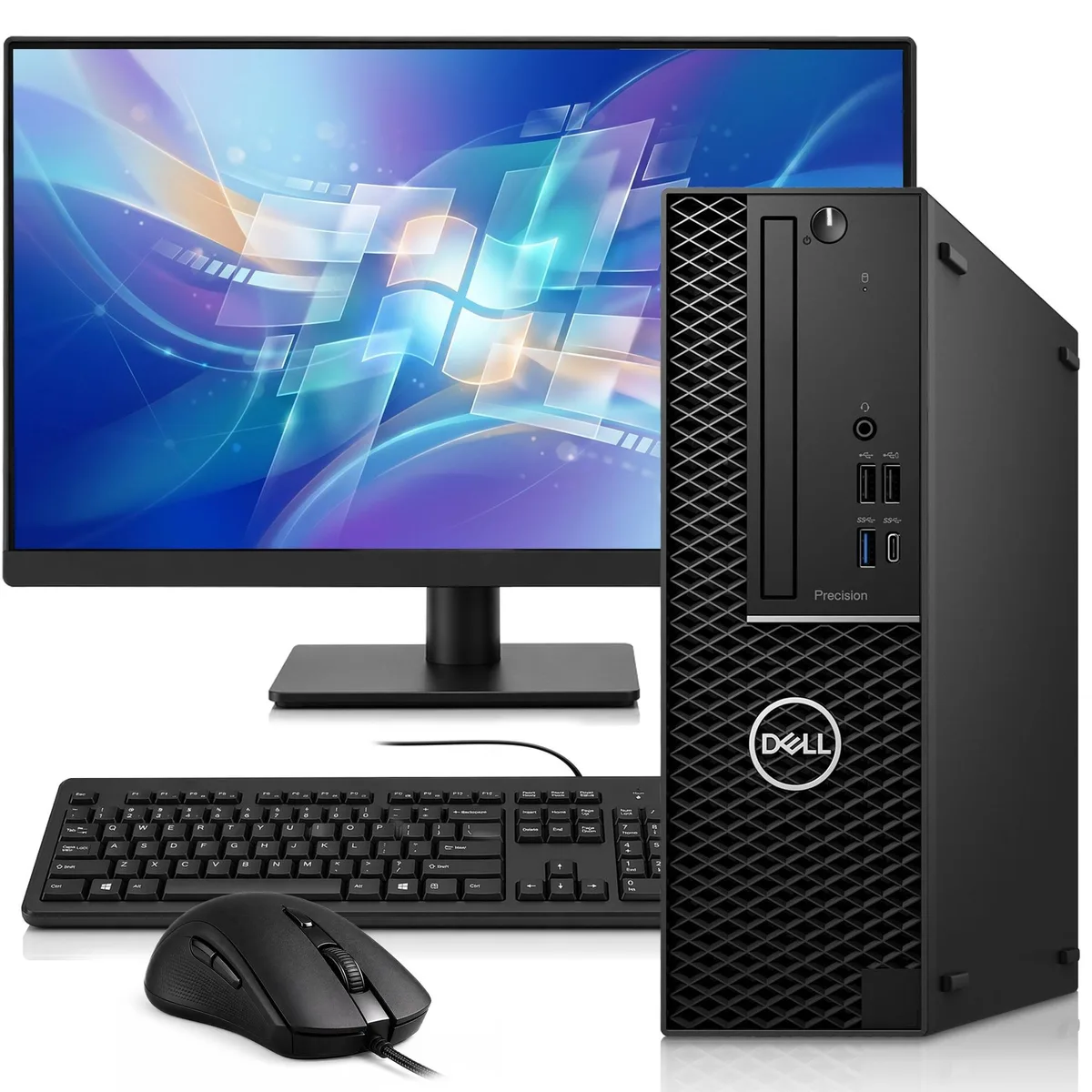 DELL DELL Precision 3430 SFF desktop PC i7-8700 8GB 256GB 24" monitor — product photo