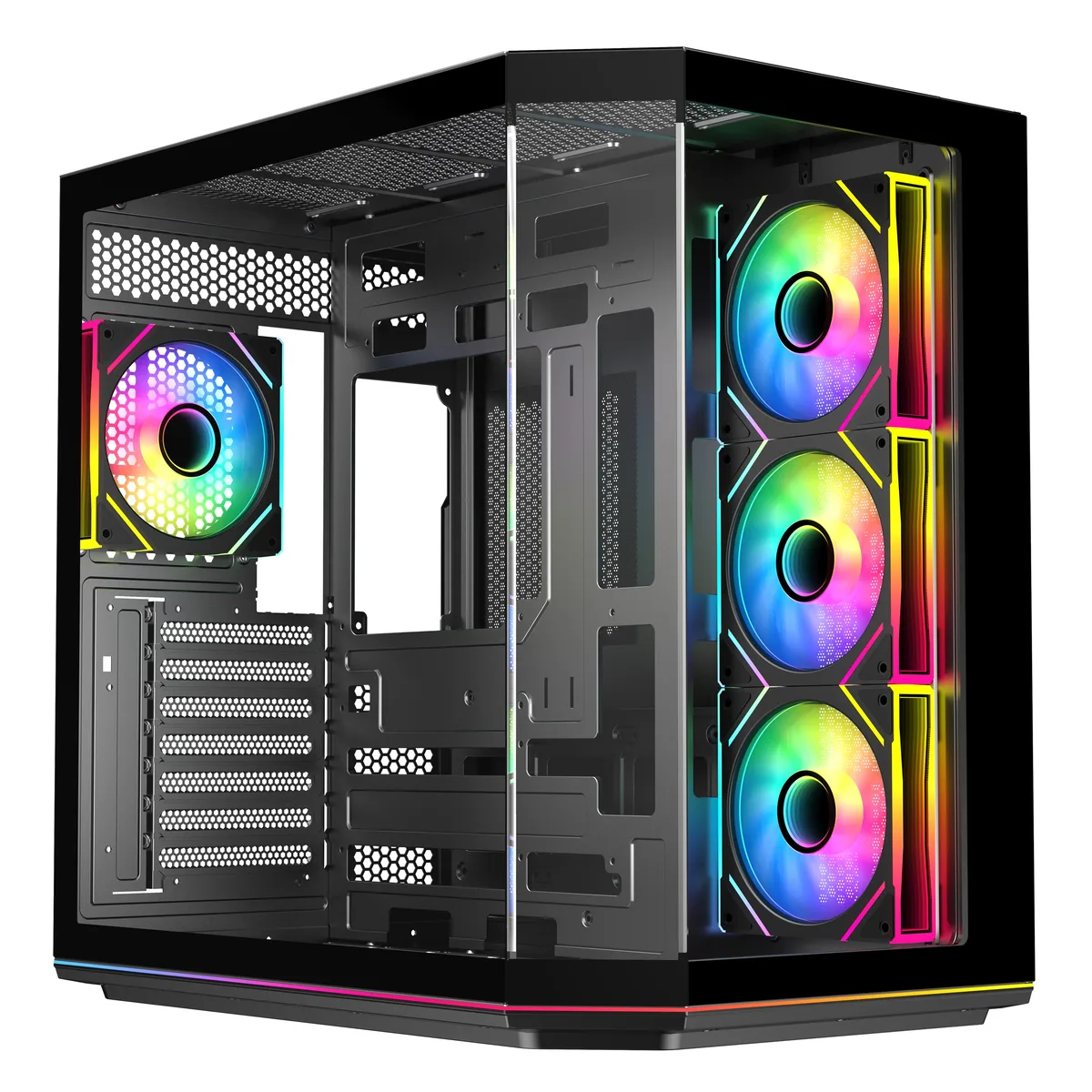 DIYPC DIYPC ARGB-N3-PRO ATX PC case, black tempered glass, 4 ARGB PWM fans — product photo