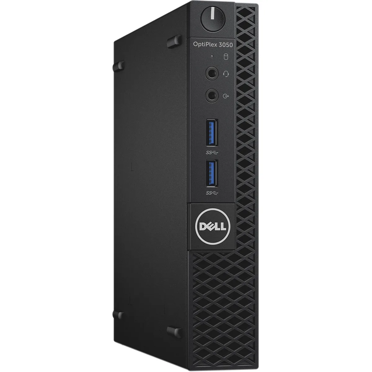 Black Dell Optiplex 3050 micro tower desktop with wired keyboard and mouse