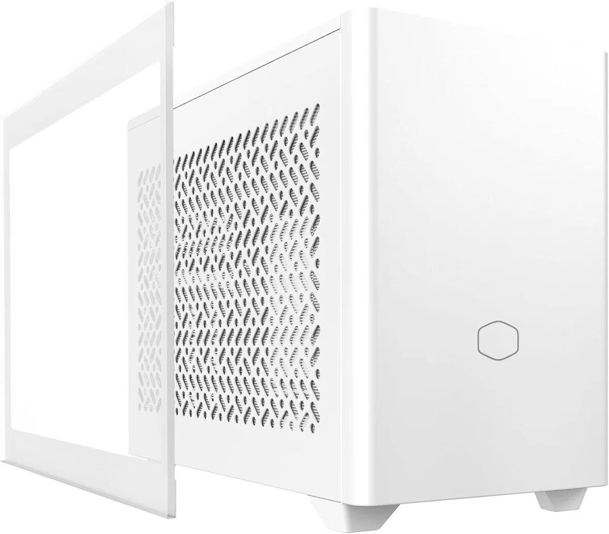 White Mini-ITX mini-tower case with mesh front and side panels