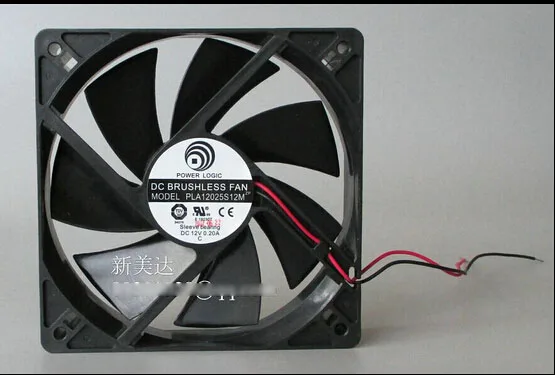 Black 120mm square sleeve-bearing cooling fan with two-wire power lead