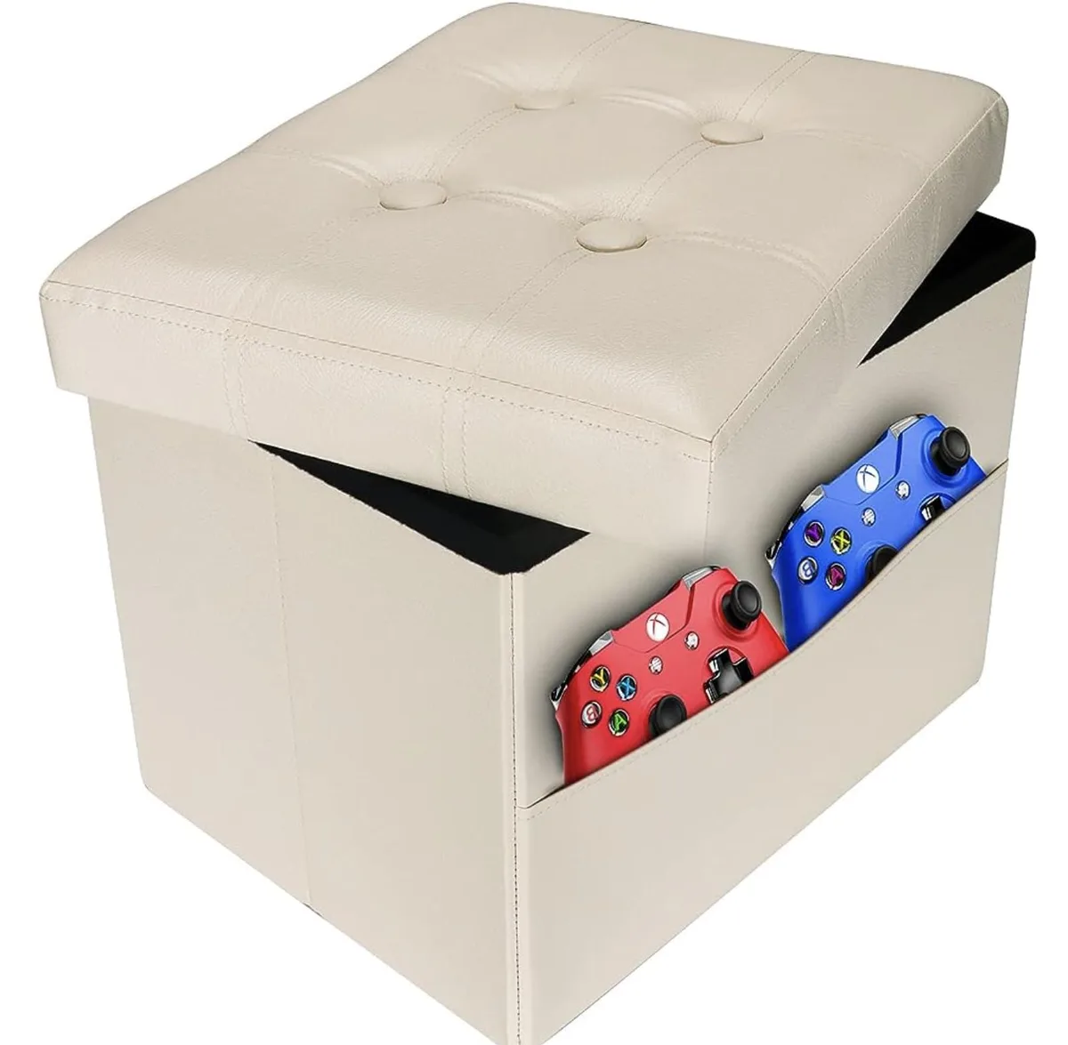  AmasSmile ALL-PD 16x12x12in Beige Folding Storage Ottoman — fotografija proizvoda