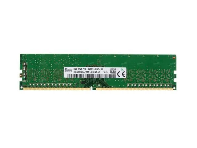 Green rectangular DDR4 stick with 288 gold pins and black chips