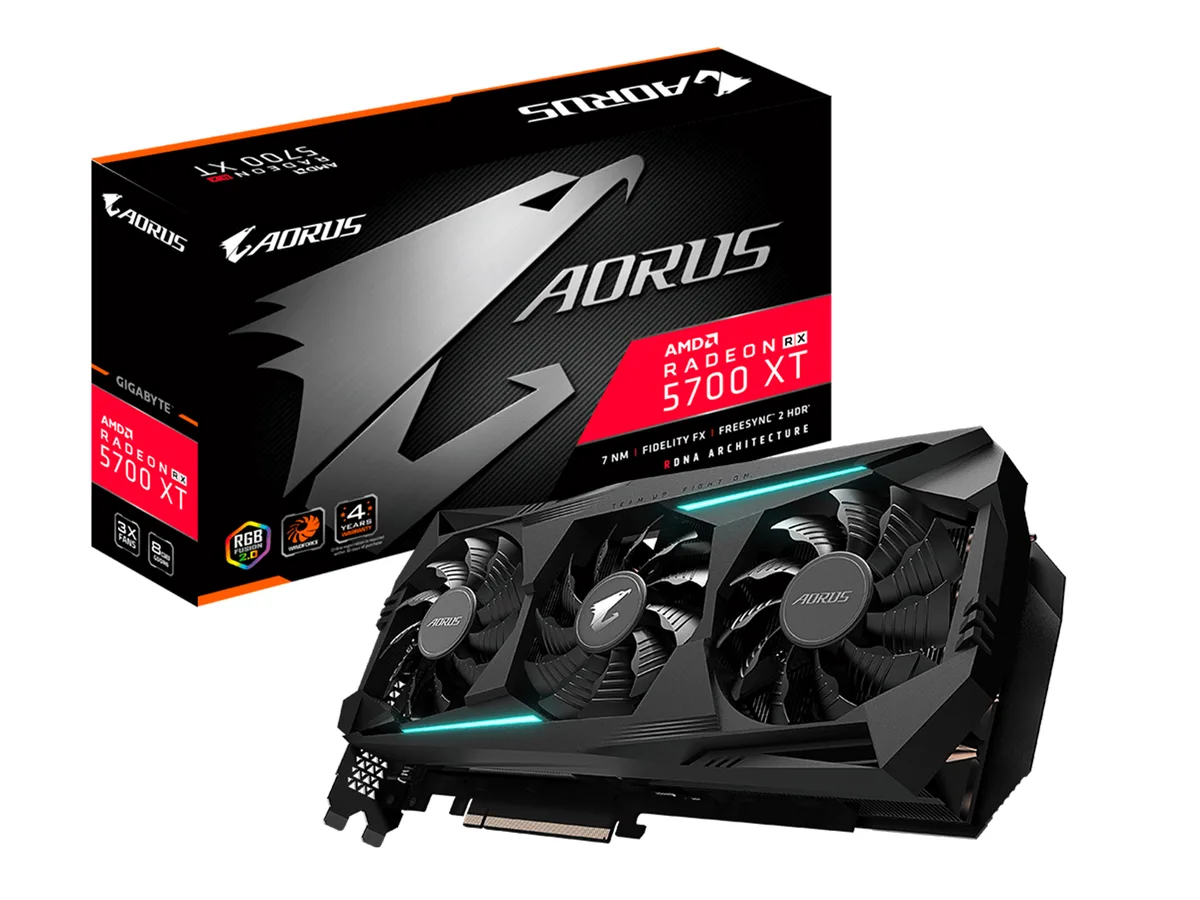 Black triple-fan graphics card with metal backplate and RGB lighting