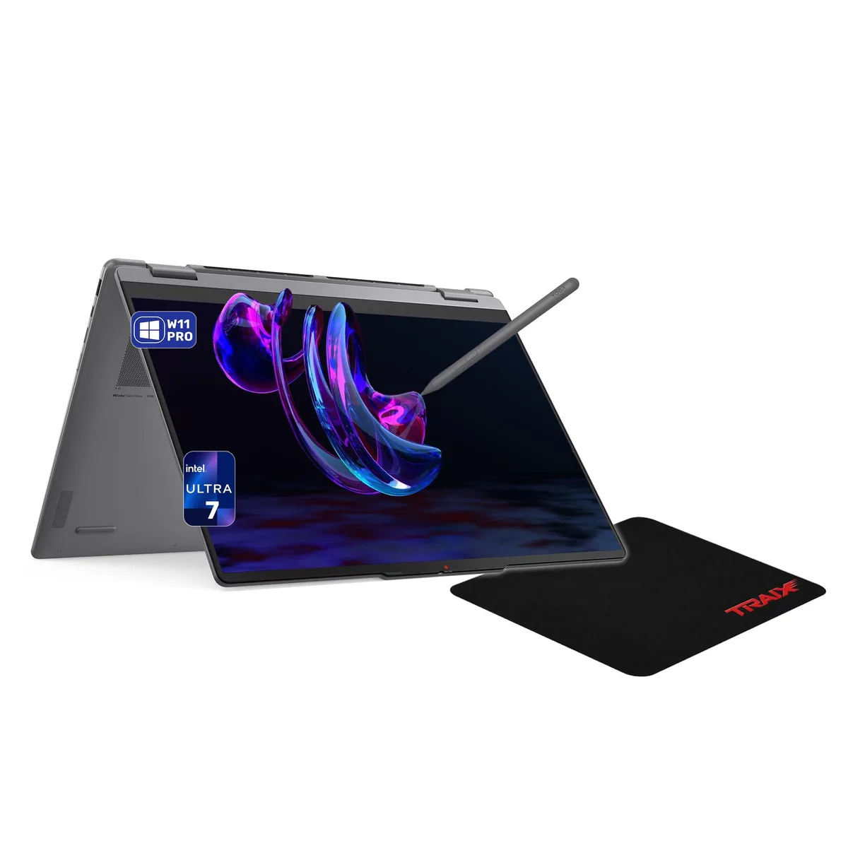 Luna Grey 16 inch convertible laptop with touchscreen display and 360 degree hinge