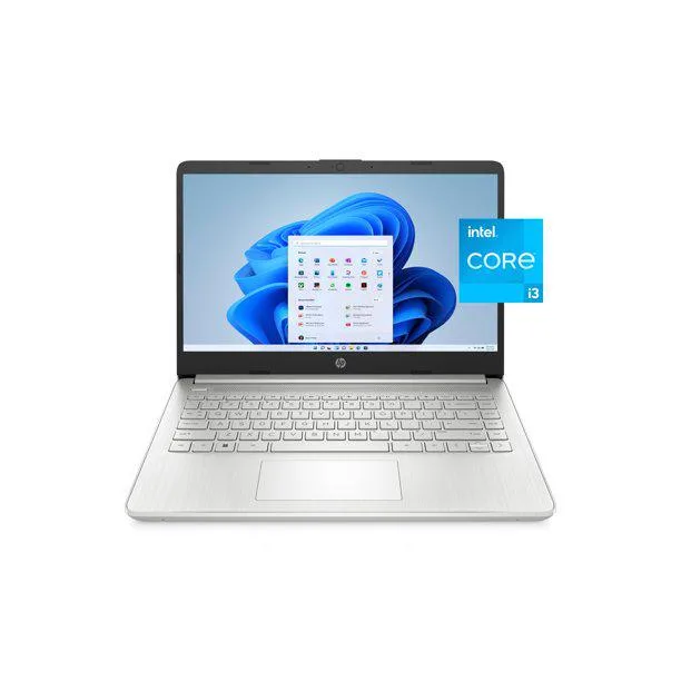 Silver 14 inch HP laptop closed lid thin profile
