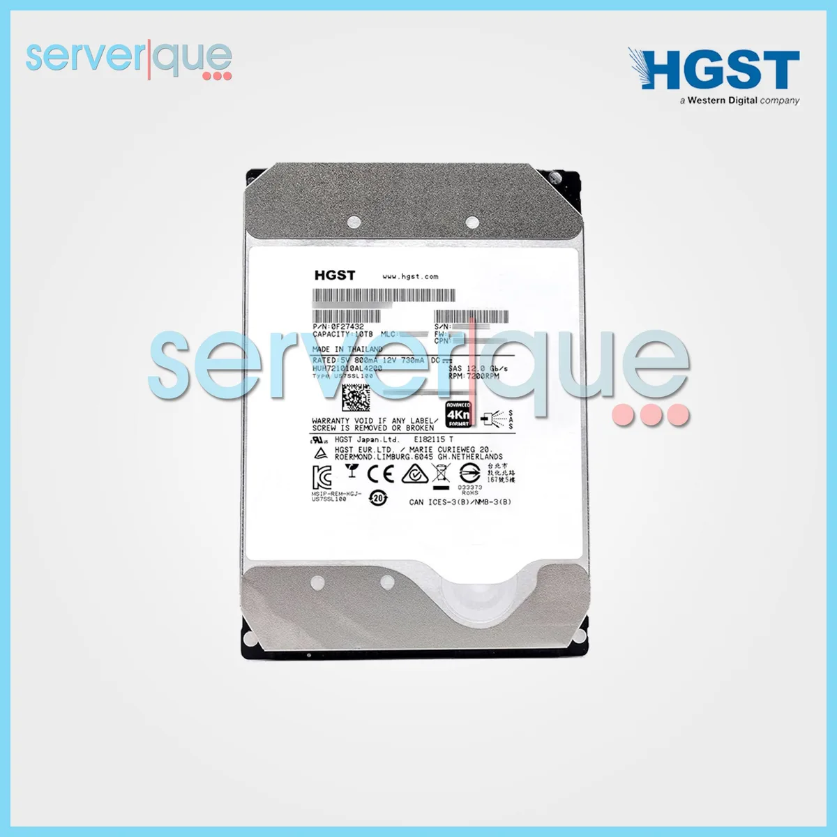 Silver 3.5-inch SAS hard drive with HGST Ultrastar label