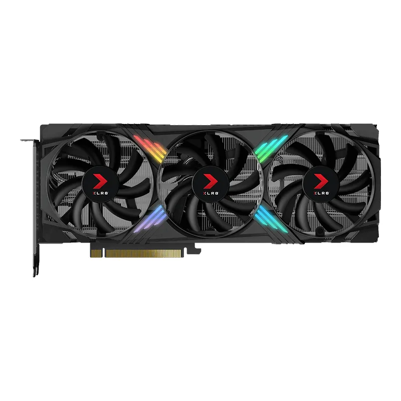 PNY XLR8 GeForce RTX 4060 Ti triple-fan graphics card, black finish, ARGB lighting