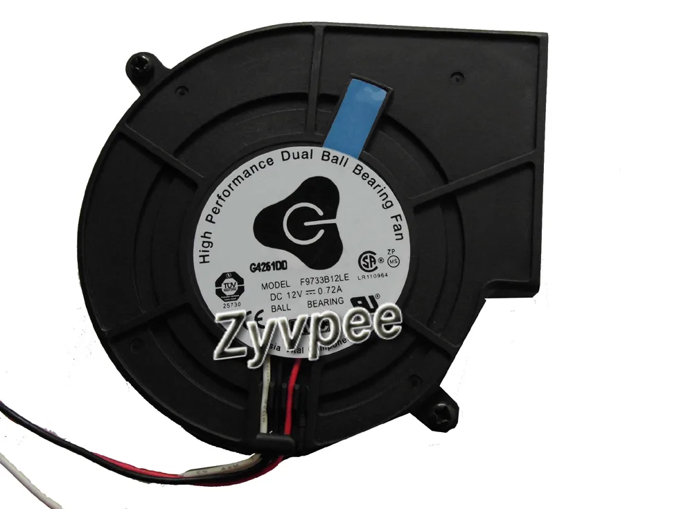 Zyvpee Zyvpee F9733B12LE 97mm 12V 0.72A 3-wire blower case fan — صورة المنتج