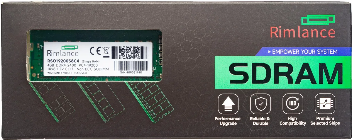 RIMLANCE RIMLANCE 4GB 2400MHz DDR4 SODIMM 1.2V 1RX8 laptop RAM — foto produk