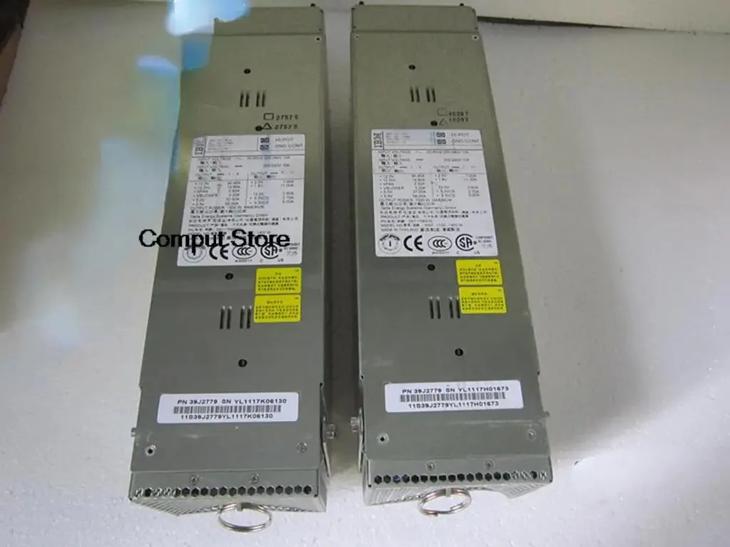 Rectangular ATX power supply unit with metal casing and rear fan grille