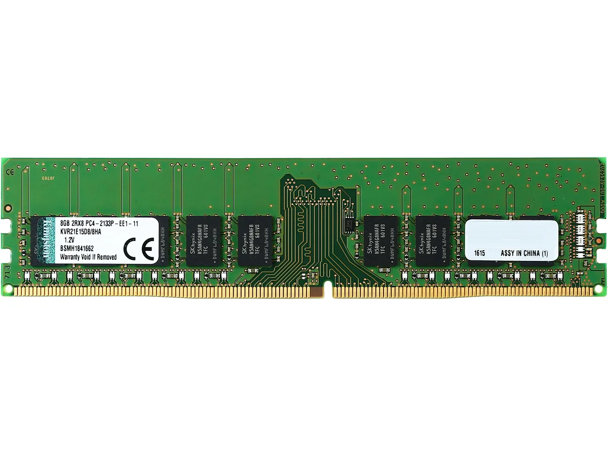 Green 288-pin DDR4 DIMM, bare chips, no heat spreader