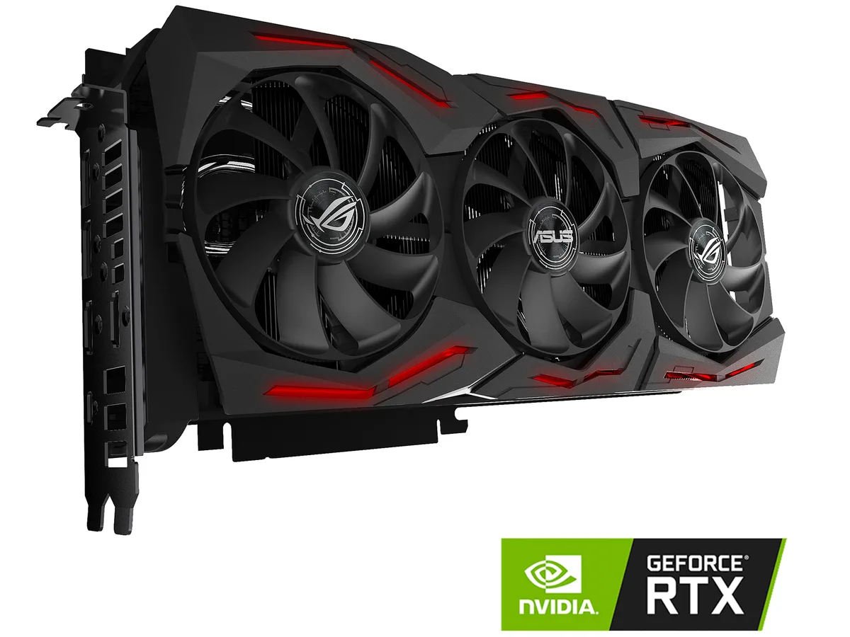 ASUS ROG Strix GeForce RTX 2080 Ti triple-fan graphics card in dark metal finish