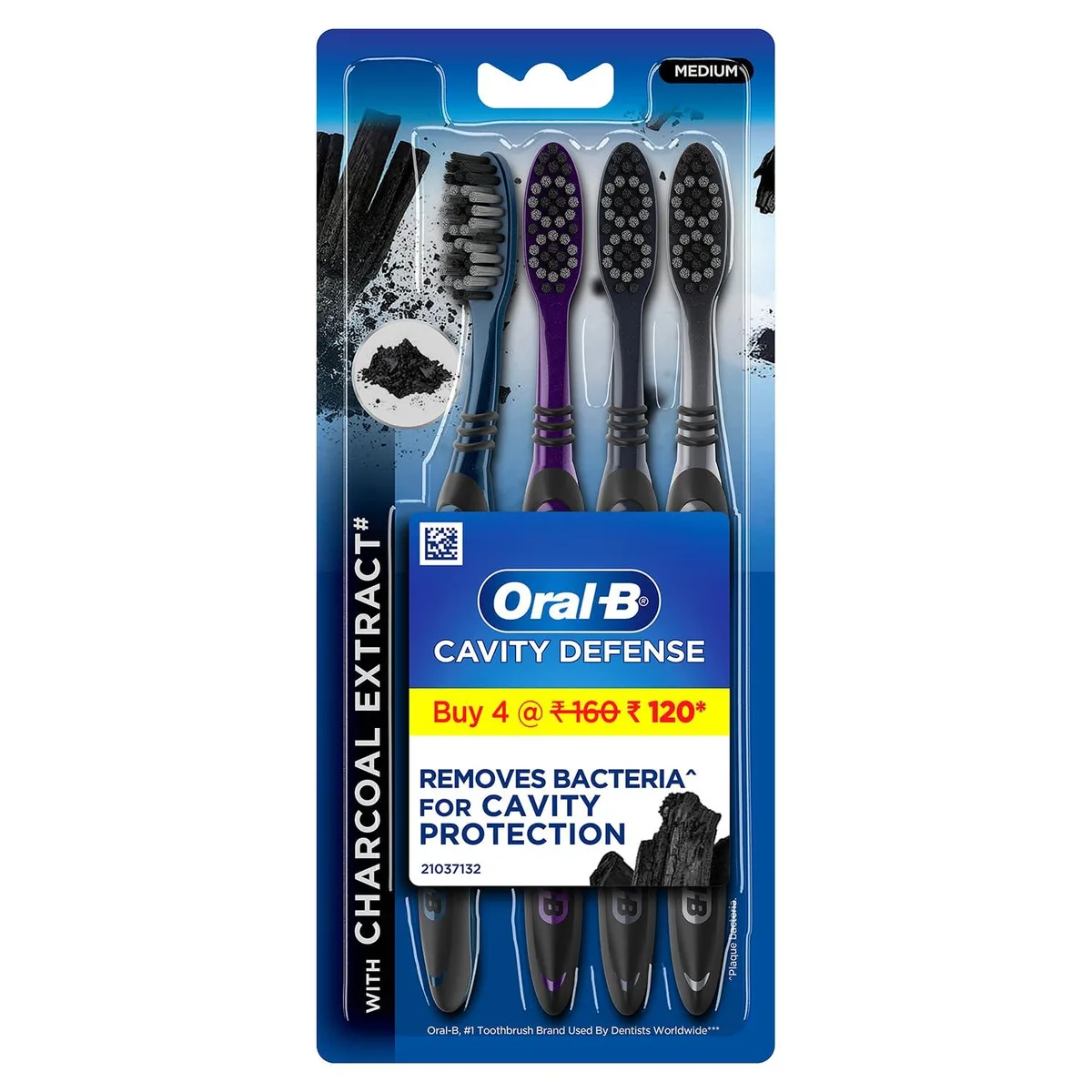  Oral-B Cavity Defense 123 Black Toothbrush Medium Pack of 4 — Produktfoto