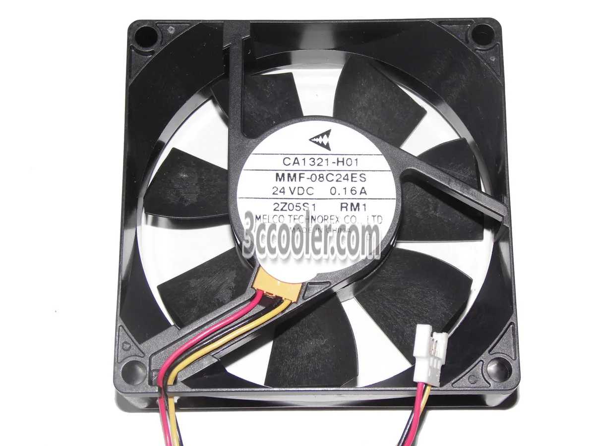 Black square 80mm fan with 3-pin connector