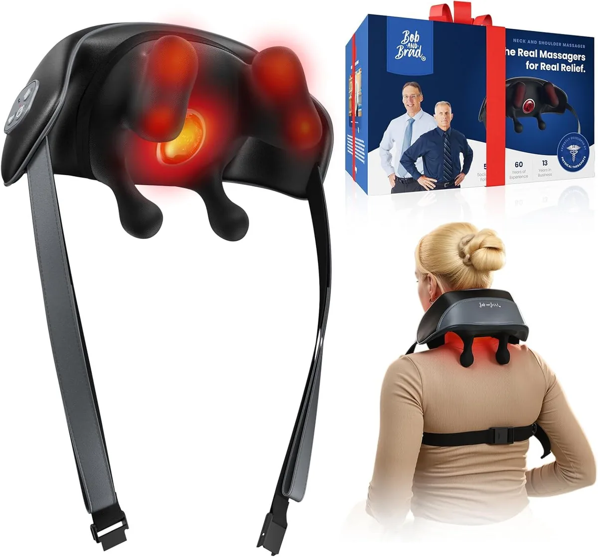 Bob and Brad Bob and Brad 206DM Cordless Shiatsu Neck Massager 2500mAh 190 min 2.4 lbs — foto produk