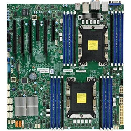 Green rectangular E-ATX server motherboard with dual LGA 3647 sockets and sixteen DDR4 DIMM slots