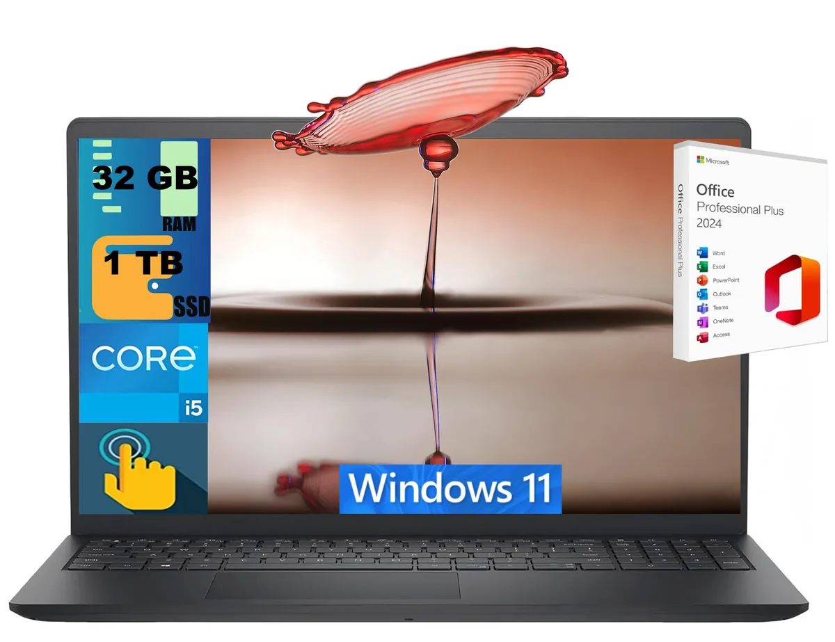 DELL DELL Inspiron 15 laptop i5-1334U 10-core 32GB 1TB PCIe SSD 15.6" FHD Touchscreen Office 2024 — photo du produit