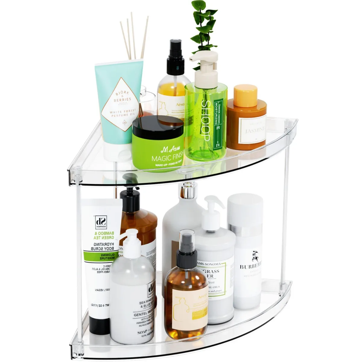  Yieach Clear Corner 2-Tier Shelf 9.2x9.5x9.1in — 商品照片