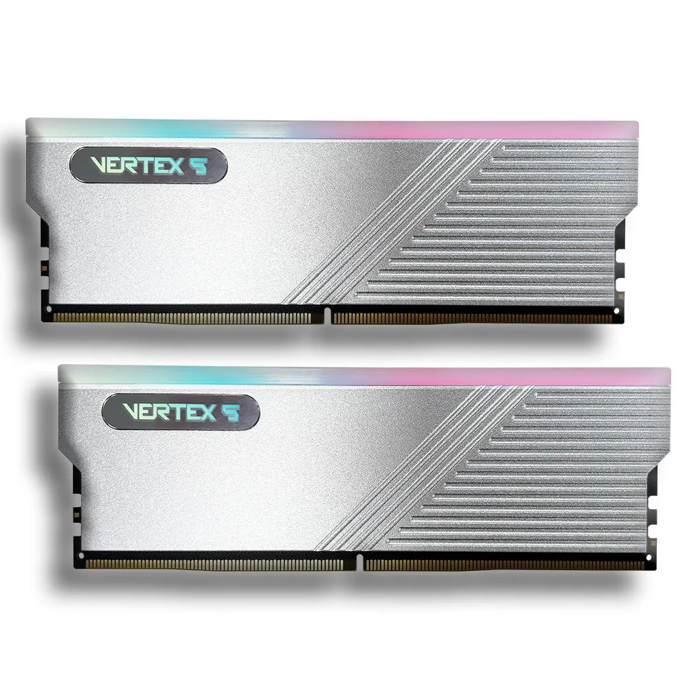KINGSMAN GAMING KINGSMAN GAMING VERTEX5 48GB (2 x 24GB) DDR5 8400 CUDIMM RGB Silver desktop RAM — product photo