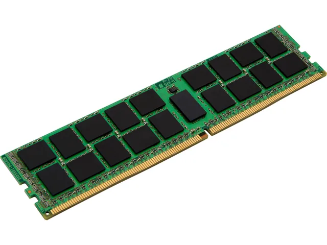 Green circuit board with black memory chips, no heat spreader, 288-pin DDR4 DIMM