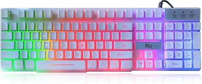 TAURKENAM TAURKENAM White Gaming Keyboard 104-Key Rainbow LED USB Wired — produktbild