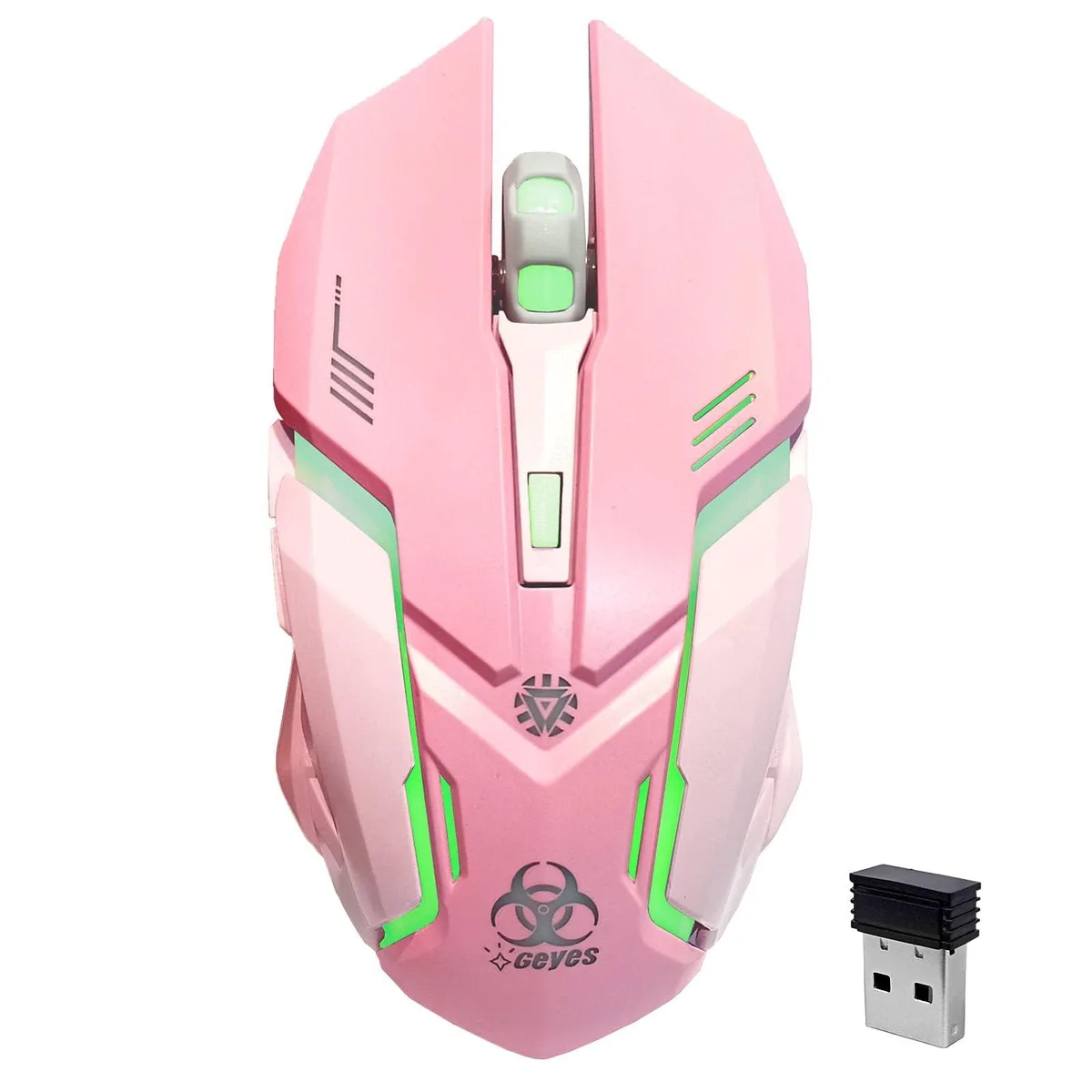 ASUS C9 VEGCOO Wireless Gaming Mouse Pink 6 Buttons 1200-2400 DPI 56h Battery — 商品写真