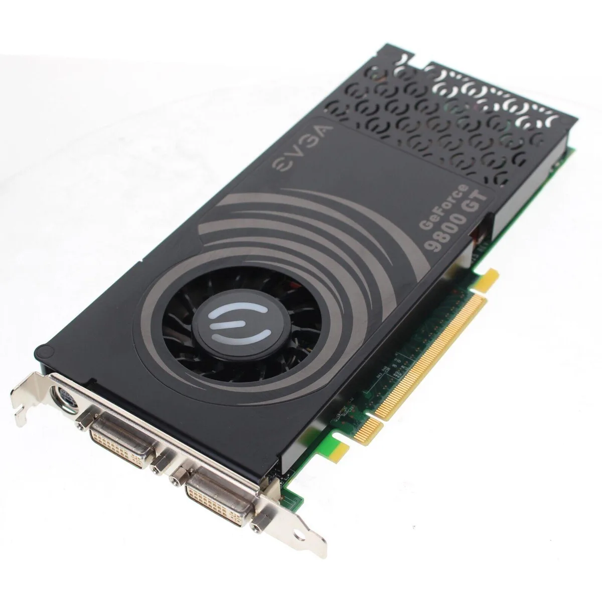 EVGA GeForce 9600 GSO graphics card with dual DVI ports and metal bracket