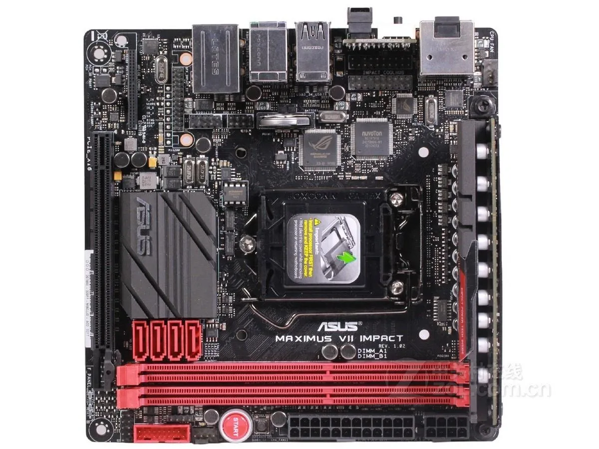 Black Mini-ITX motherboard with silver heatsinks and LGA 1150 socket