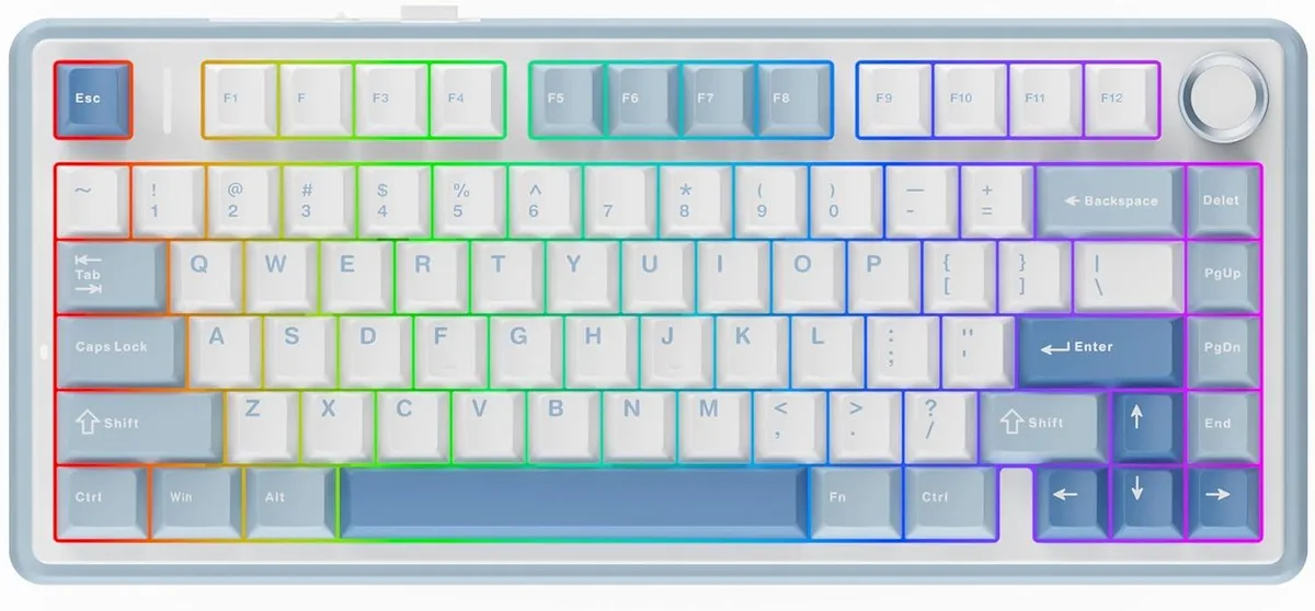 usbroway usbroway F75 75% Gasket Mechanical Gaming Keyboard Sea Salt Blue LEOBOG Reaper Switch — toote foto