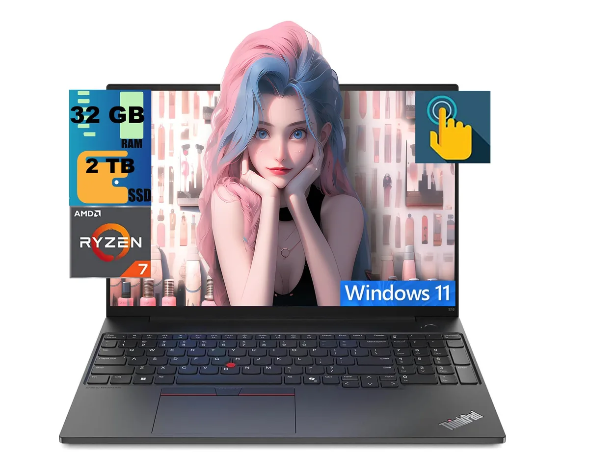 Lenovo Lenovo ThinkPad E16 laptop AMD Ryzen 7 7735U 32GB 2TB 16" FHD+ Touchscreen — product photo