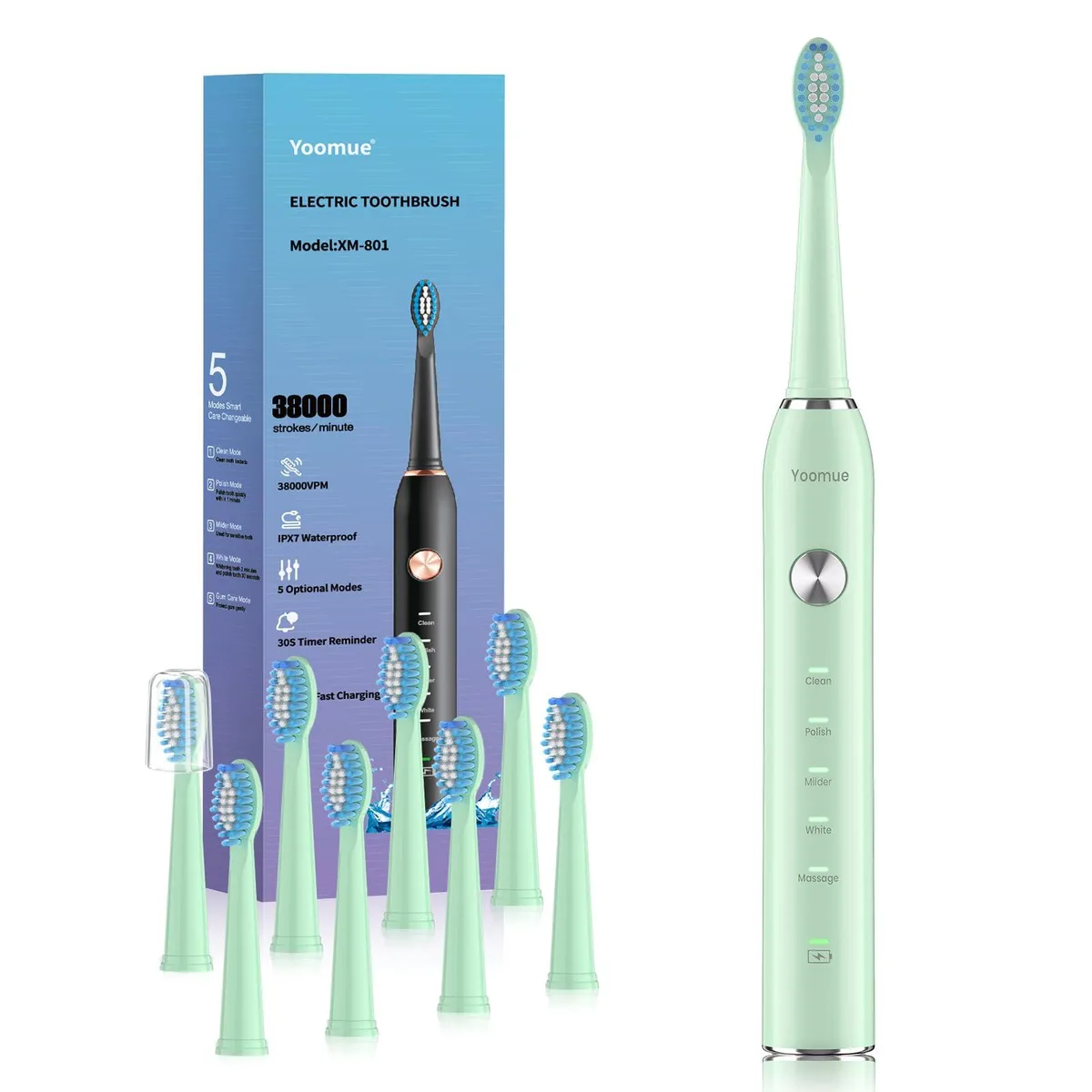  Yoomue XM-801 Sonic Electric Toothbrush Green oral care — 제품 사진