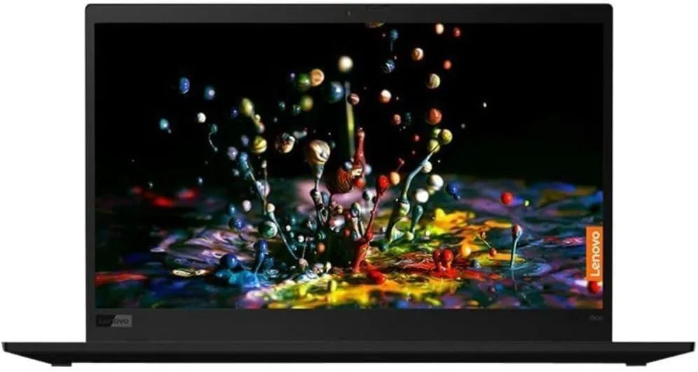 Black 14 inch laptop with matte finish and ThinkPad branding