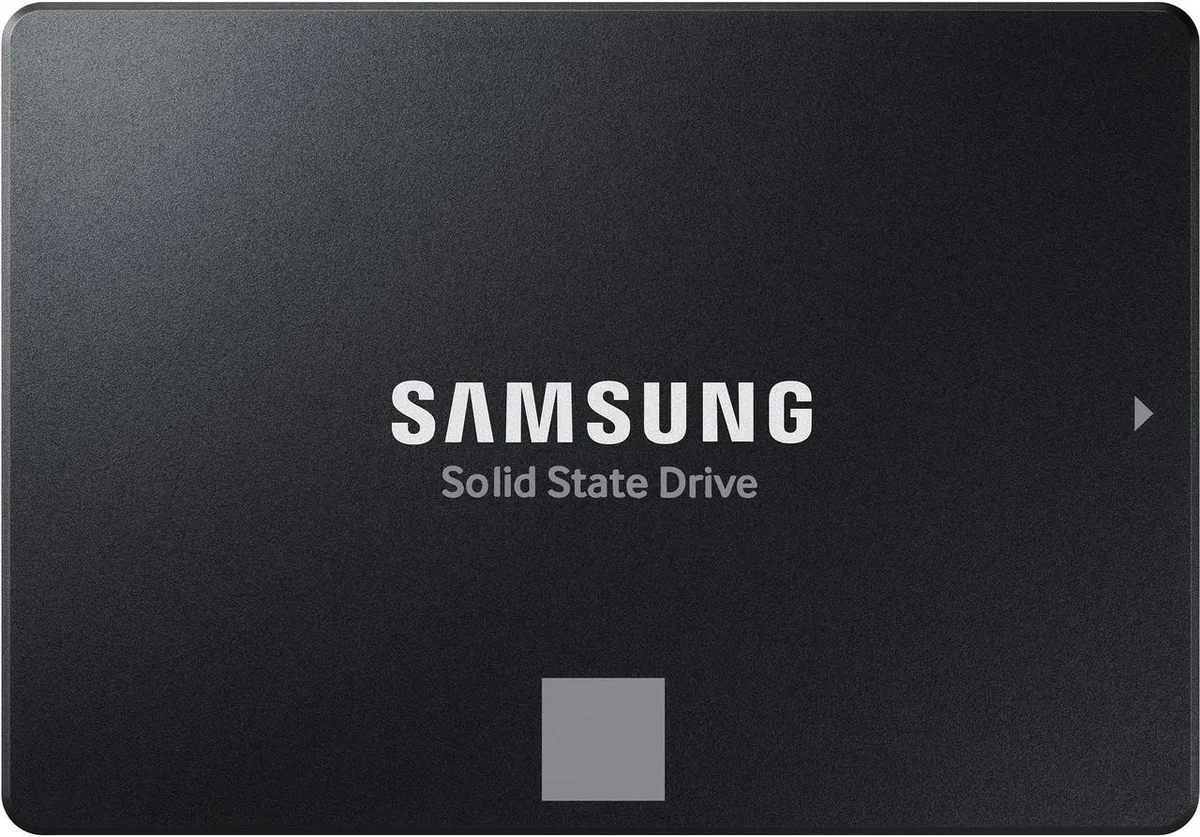 Black 2.5 inch SATA SSD with silver label, 7mm thick