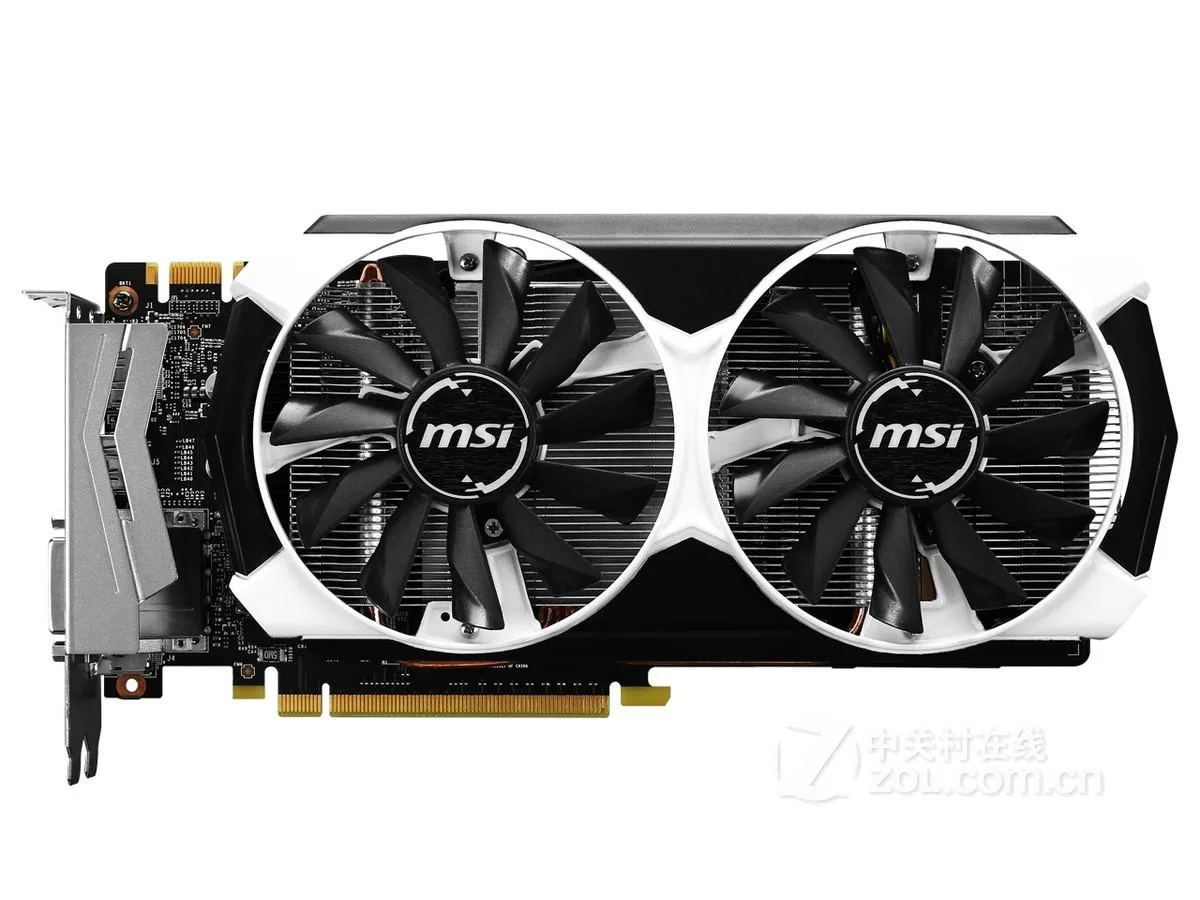 MSI GeForce GTX 960 graphics card with dual-fan cooler and metal backplate