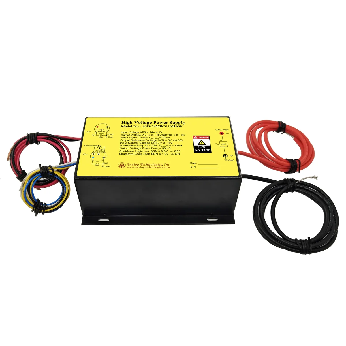 Compact metal high-voltage power supply module, 24V input 5KV output 10mA