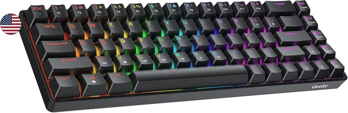 TUKO TUKO Geeky GK65 65% Hot-Swap Mechanical Gaming Keyboard 68 Keys Black Speed Silver — produktbild