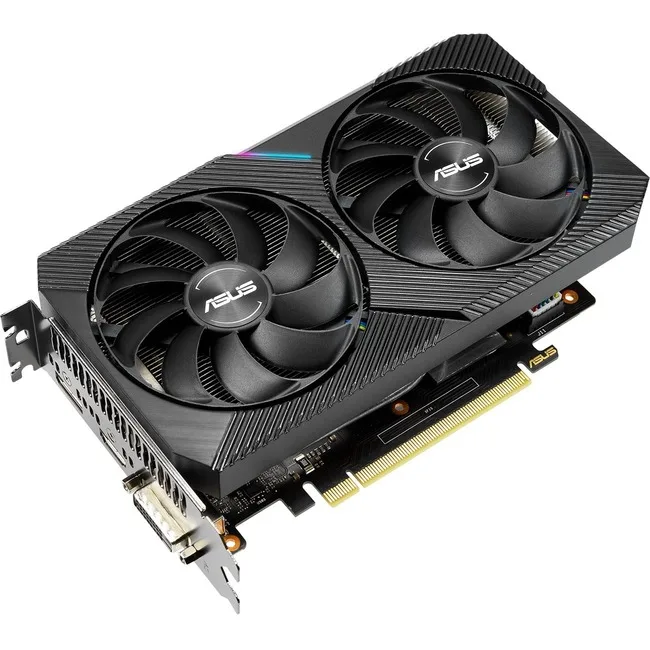 ASUS Dual GeForce GTX 1660 SUPER graphics card with two fans and a metal backplate