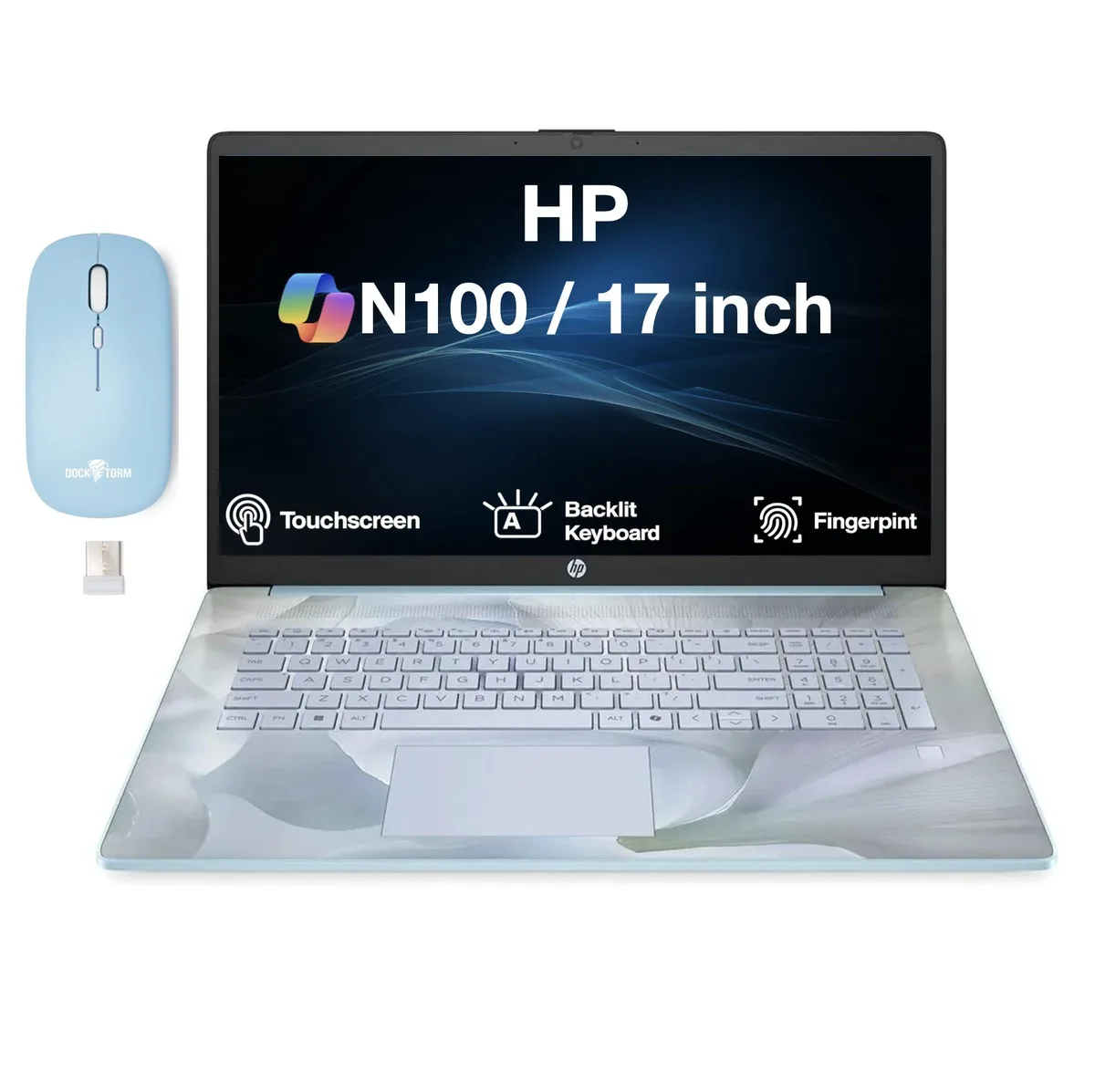 HP HP 17 laptop 17.3" touchscreen Intel N100 16GB DDR4 1TB PCIe SSD Cloud Blue — product photo